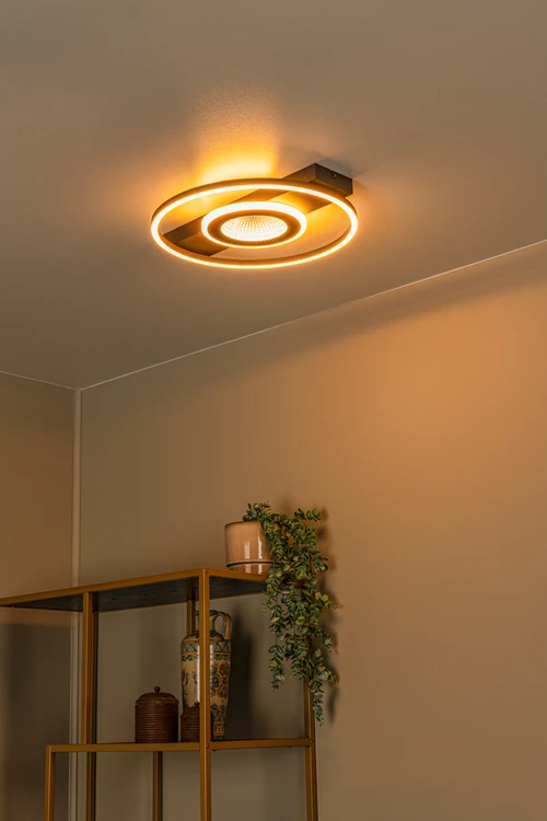 Lucide MARCIA - Lámpara de techo - LED 3 StepDim - 1x32W 2700K - Negro | Essential - ambiente 1